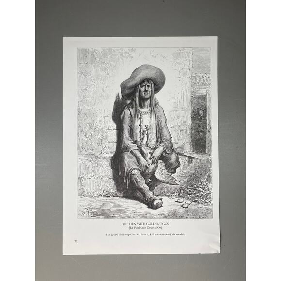 Dore, Fables, Hen with Golden Eggs, Doctors, Bookplate, Art, ~ 240706-WH 290 - Picture 2 of 4